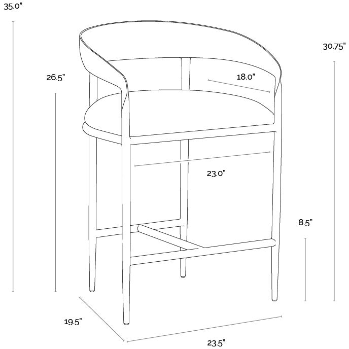 Zanatta 35 inch Tan Leather Counter Stool