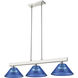 Cobalt 3 Light 46 inch Brushed Nickel Billiard Ceiling Light in Dark Blue Acrylic