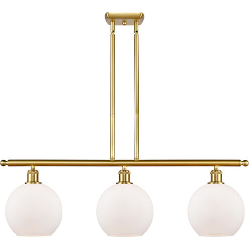 Ballston Athens 3 Light 36 inch Satin Gold Island Light Ceiling Light in Matte White Glass, Ballston