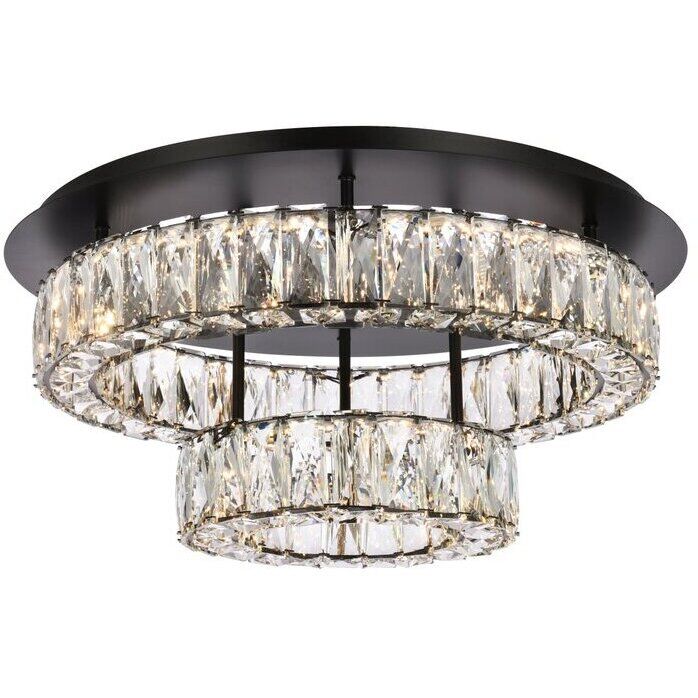 Monroe 2 Light 22 inch Black Flush Mount Ceiling Light 
