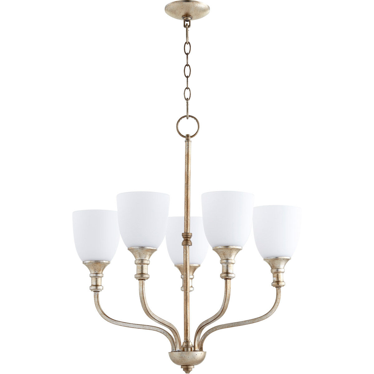 Richmond 5 Light 24 inch Aged Silver Leaf Chandelier Ceiling Light