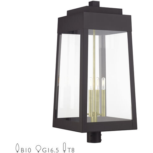 Oslo 4 Light 31 inch Bronze with Antique Brass Candles Outdoor Post Top Lantern