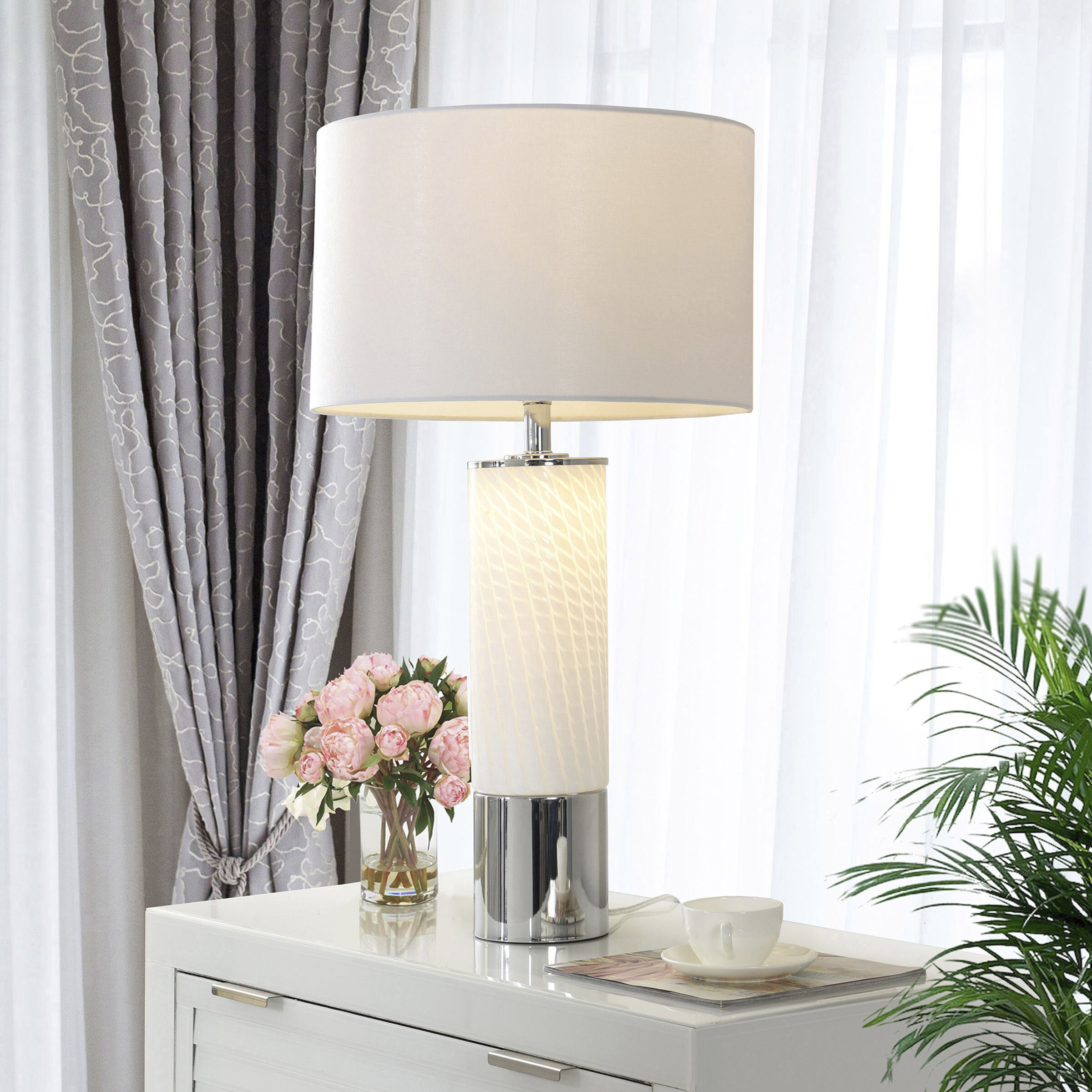 Vidrio 29.75 inch 150 watt Polished Chrome Table Lamp Portable Light