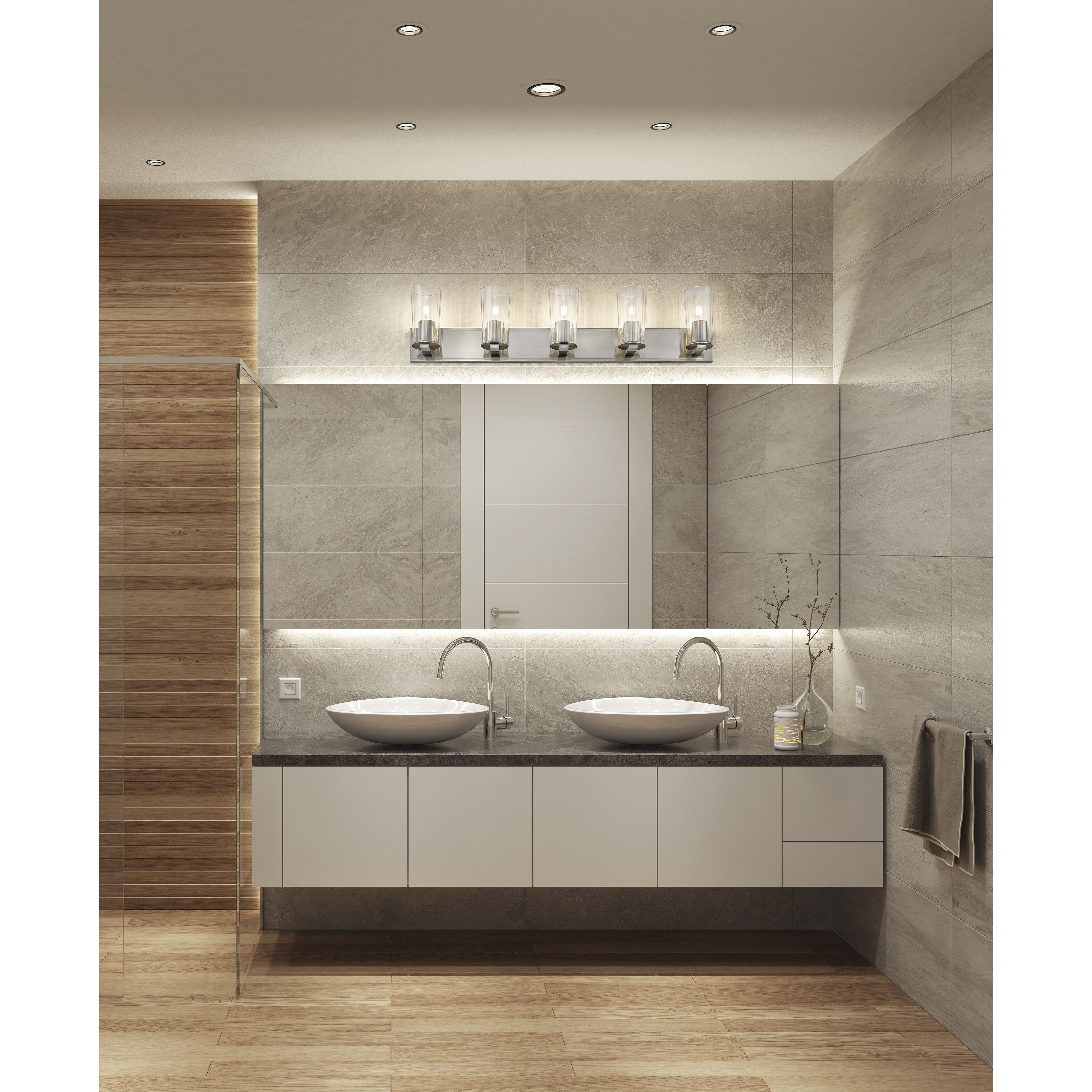 Titus 5 Light 40 inch Brushed Nickel Bath Vanity Light Wall Light