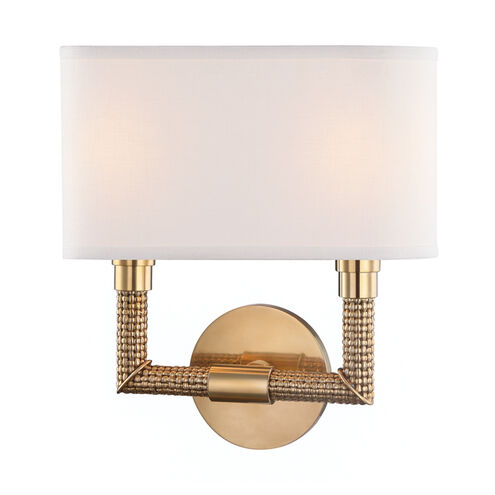 Dubois 2 Light 11.5 inch Aged Brass ADA Wall Sconce Wall Light, Off-White Linen