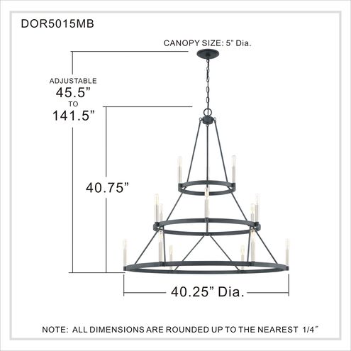 Doran 15 Light 40 inch Mottled Black Chandelier Ceiling Light