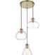 Destry 3 Light 19 inch Satin Gold Pendant Ceiling Light