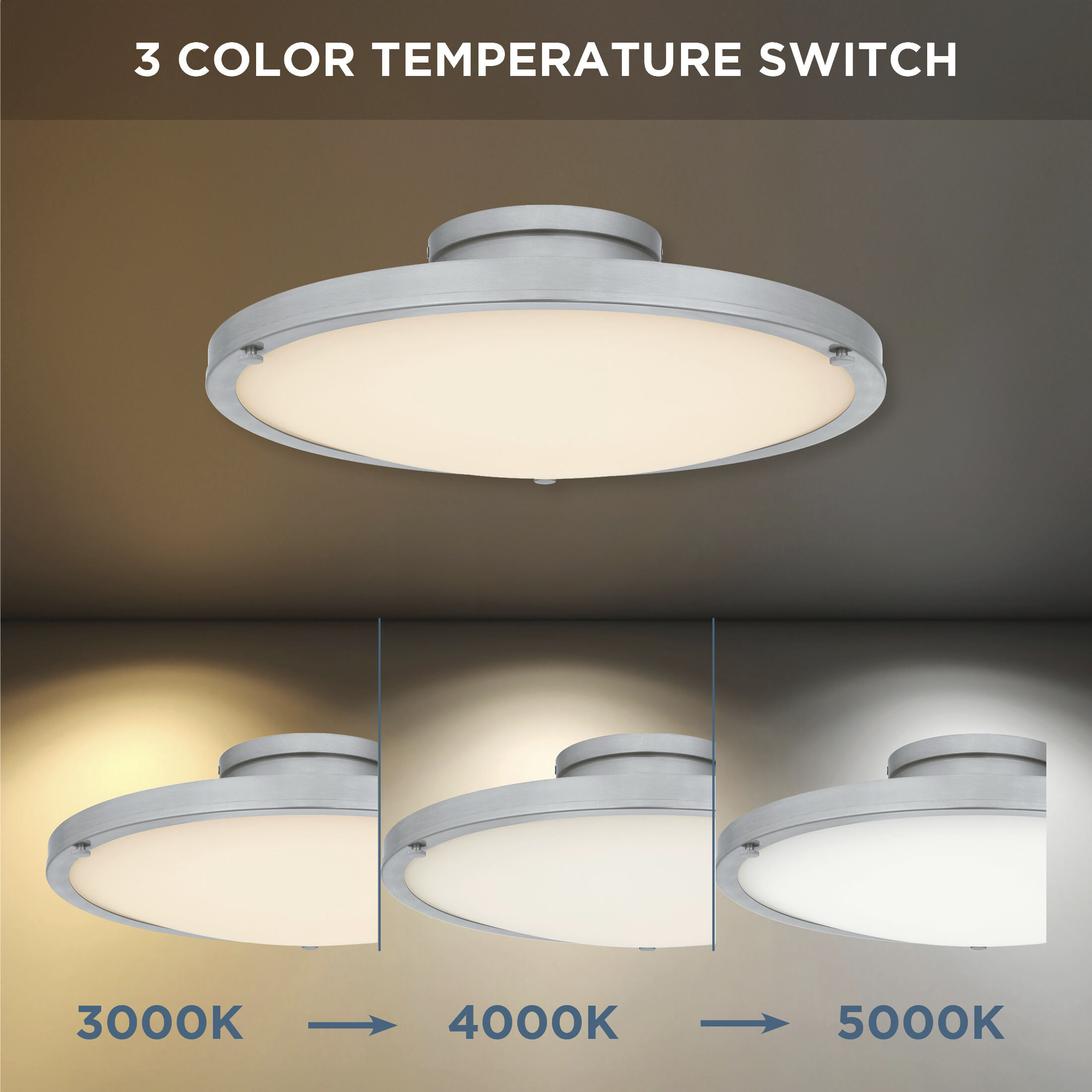 Donne LED 15.75 inch Brushed Nickel Semi-Flush Mount Ceiling Light, Medium