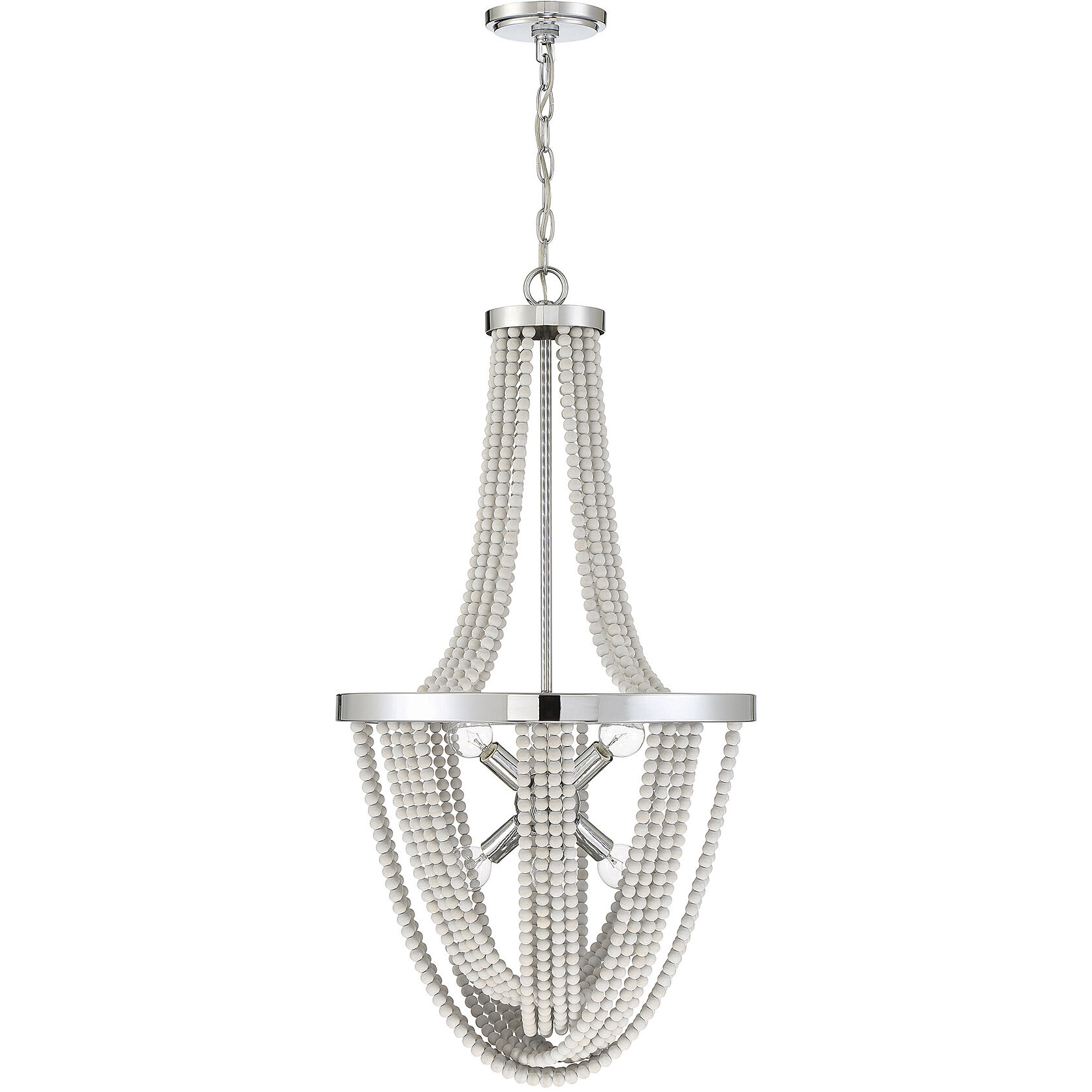 Contessa 6 Light 18 inch Polished Chrome with Wooden Beads Chandelier Ceiling Light, Wooden Beads