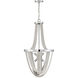 Contessa 6 Light 18 inch Polished Chrome with Wooden Beads Chandelier Ceiling Light, Wooden Beads