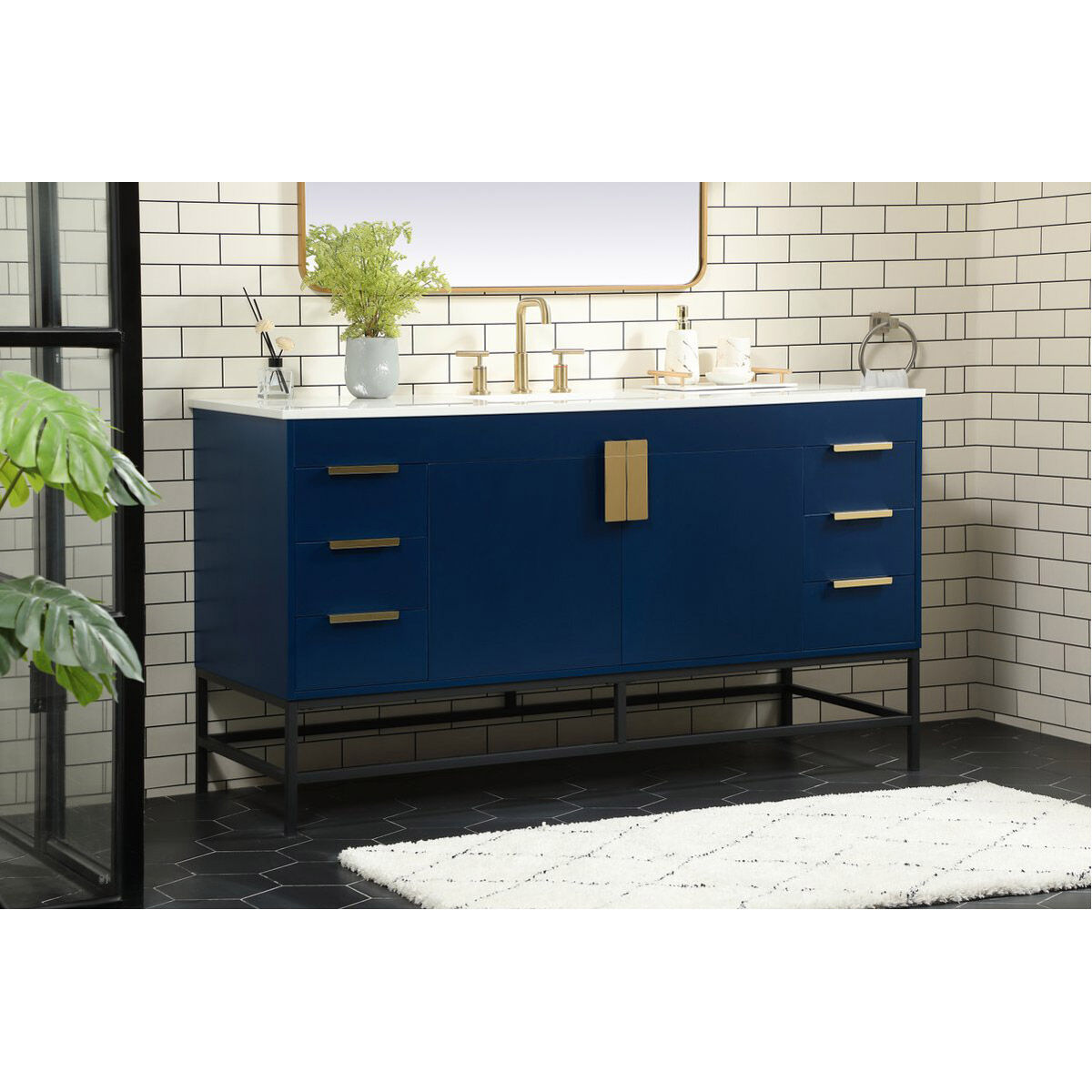Eugene 60 X 22 X 34 inch Blue Vanity Sink Set