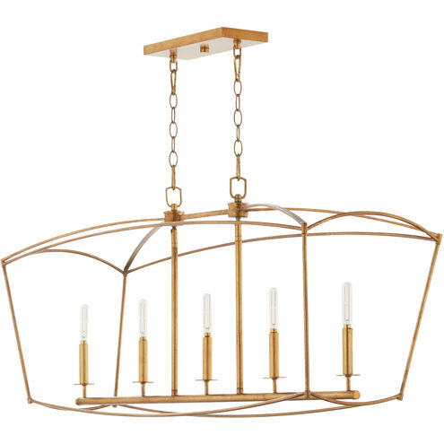 Mantle 5 Light 48 inch Gold Leaf Linear Chandelier Ceiling Light