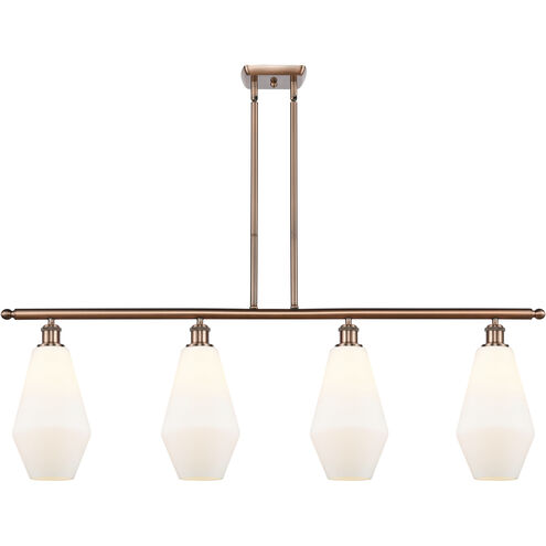 Ballston Cindyrella 4 Light 48 inch Antique Copper Island Light Ceiling Light in Incandescent, Matte White Glass