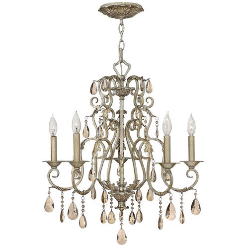 Carlton 5 Light 24 inch Silver Leaf Indoor Chandelier Ceiling Light