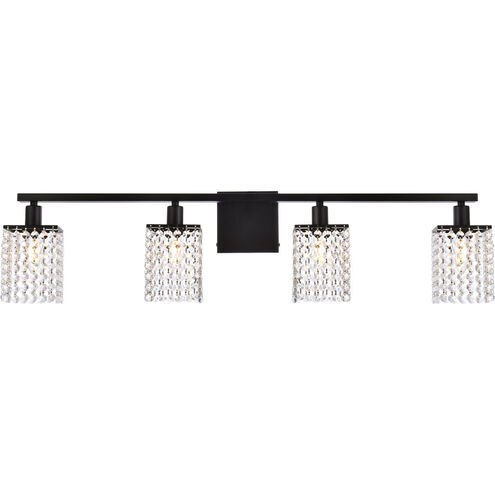 Phineas 4 Light 36 inch Black Bath Sconce Wall Light