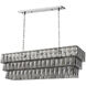Amazone 10 Light 55.12 inch Nickel Chandelier Ceiling Light in Smoke Crystal Glass, Rectangular