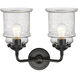 Nouveau Canton LED 14 inch Oil Rubbed Bronze Bath Vanity Light Wall Light in Seedy Glass, Nouveau
