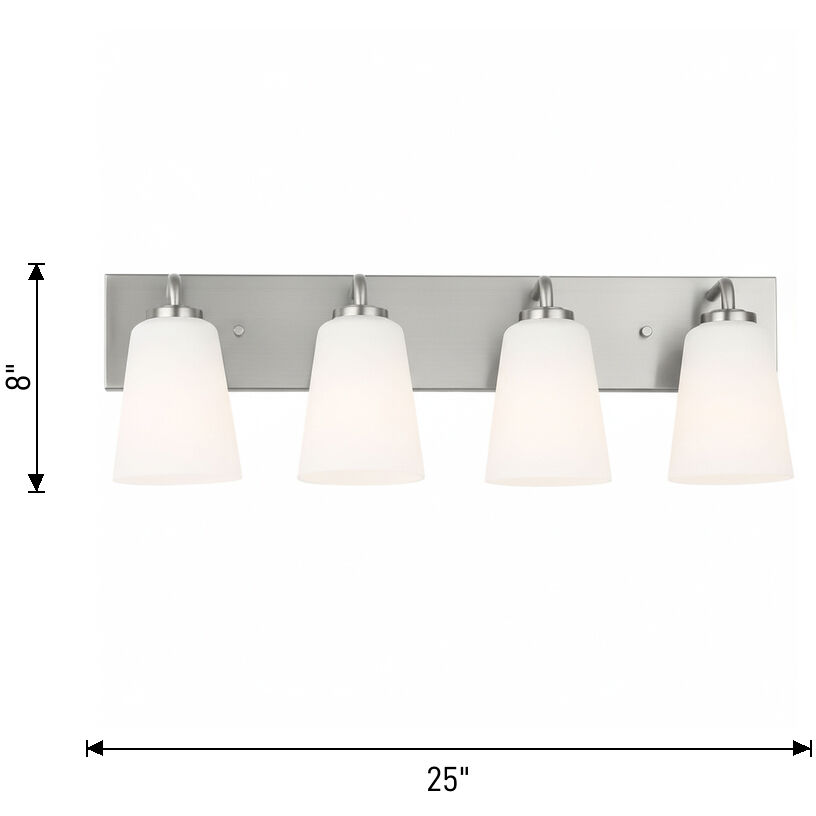 Miles 4 Light 25 inch Chrome Vanity Light Wall Light, Extra Large