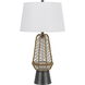Hanko 31 inch 100.00 watt Burlap and Charcoal Black Table Lamp Portable Light, Lantern Style