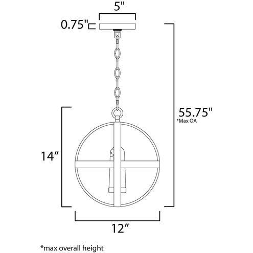 Compass 1 Light 12 inch Black Outdoor Pendant