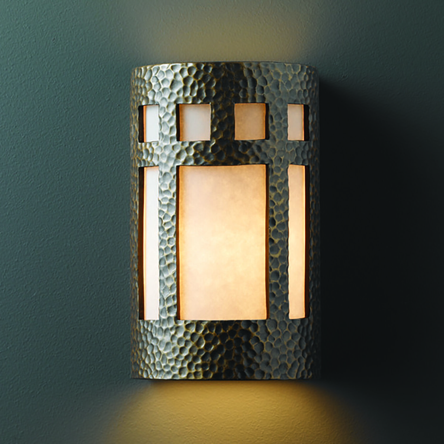 Ambiance 1 Light 5.75 inch Hammered Polished Brass and White Wall Sconce Wall Light, Form+Finish+Function