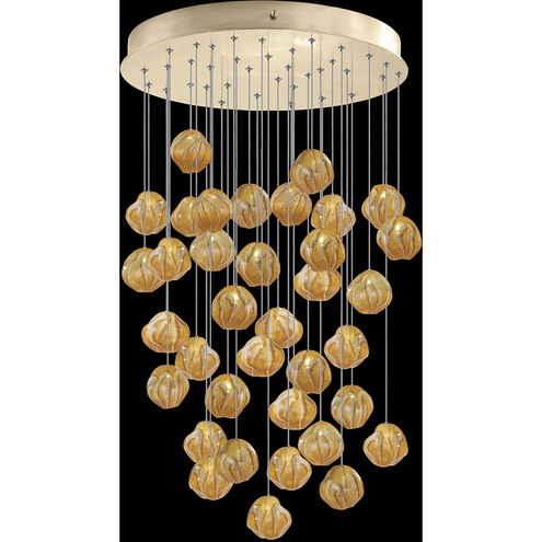 Vesta LED 34 inch Gold Pendant Ceiling Light in Amber Studio Glass