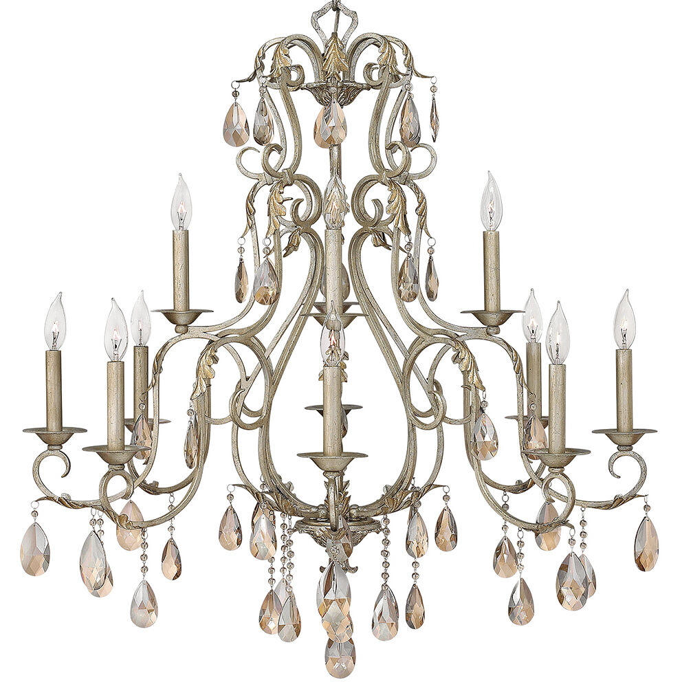 Carlton 12 Light 35 inch Silver Leaf Indoor Chandelier Ceiling Light