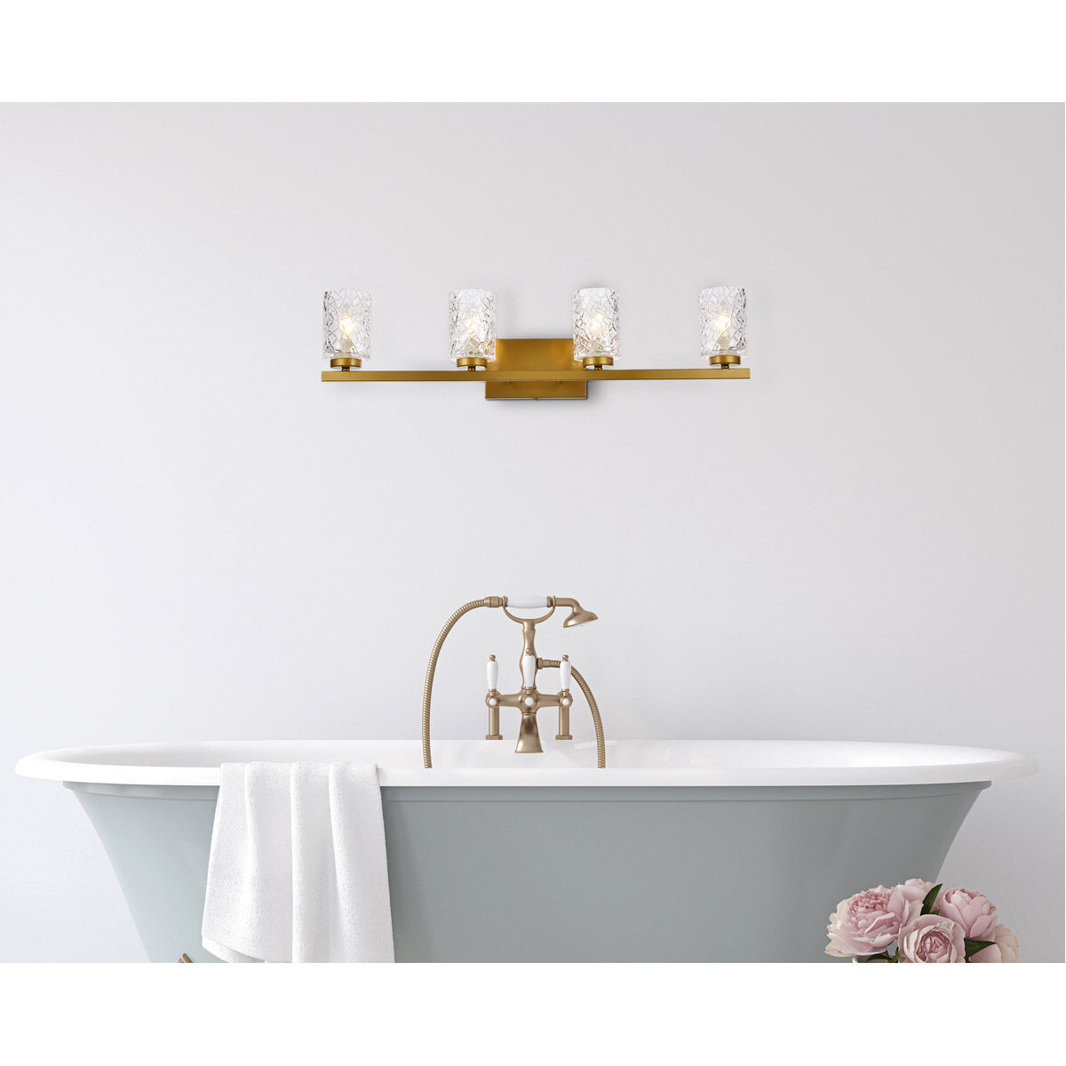 Cassie 4 Light 32 inch Brass Bath Sconce Wall Light
