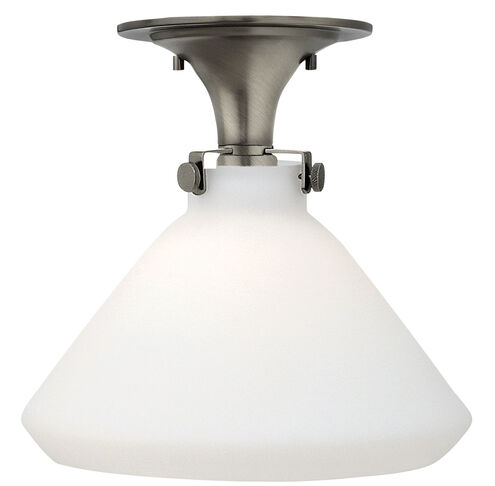 Congress 1 Light 12 inch Antique Nickel Flush Mount Ceiling Light in Incandescent, Retro Glass