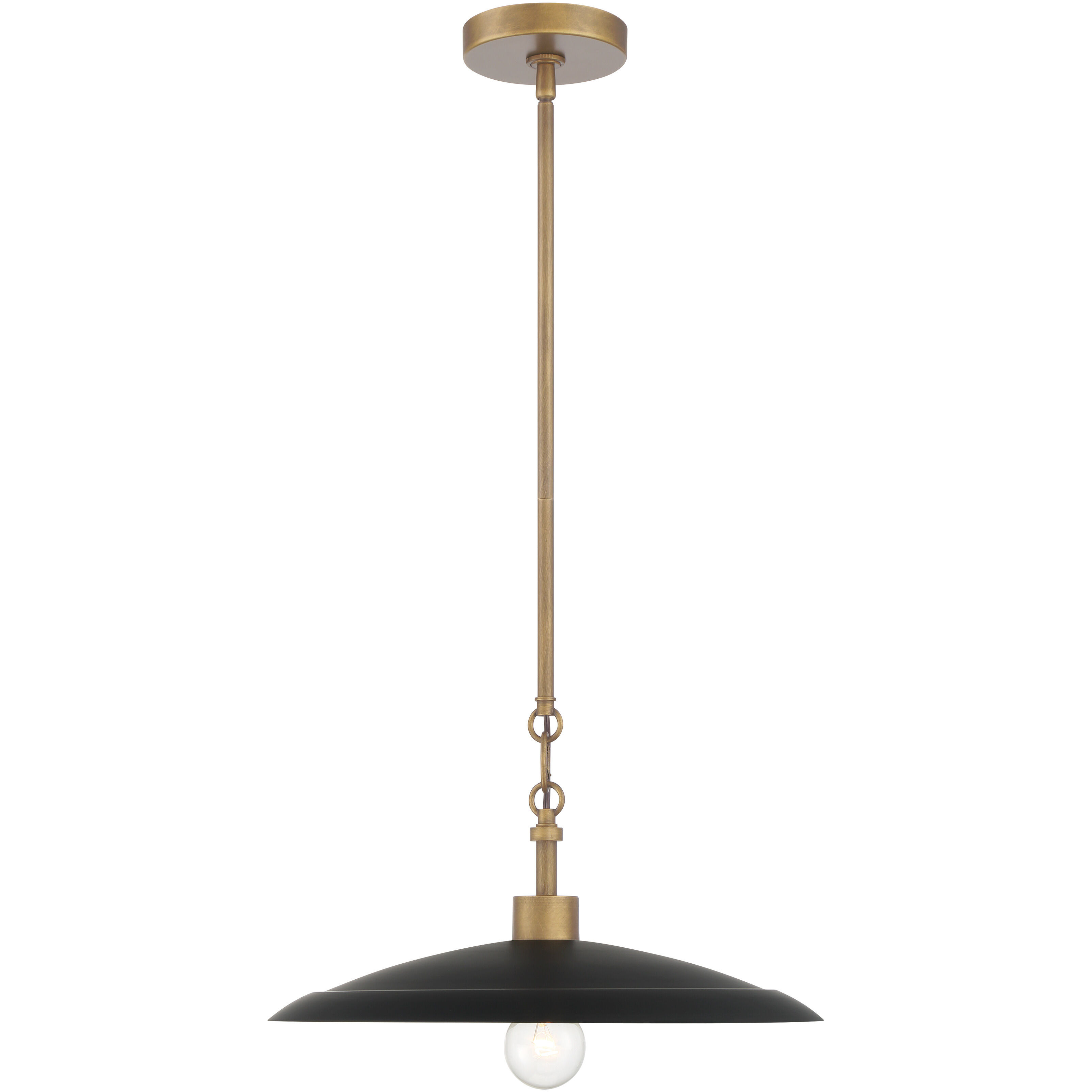 York 1 Light 16 inch Natural Brass Pendant Ceiling Light in Dark Matte Black