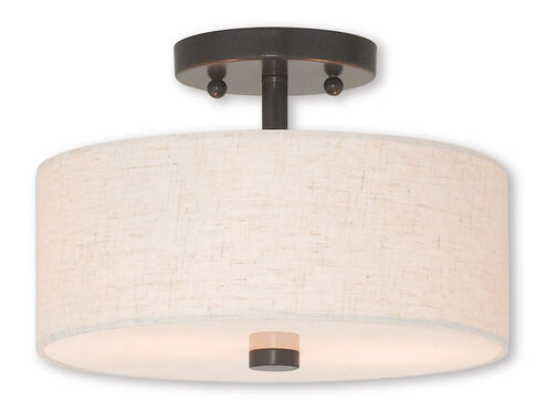 Meridian 2 Light 11 inch English Bronze Semi-Flush Mount Ceiling Light