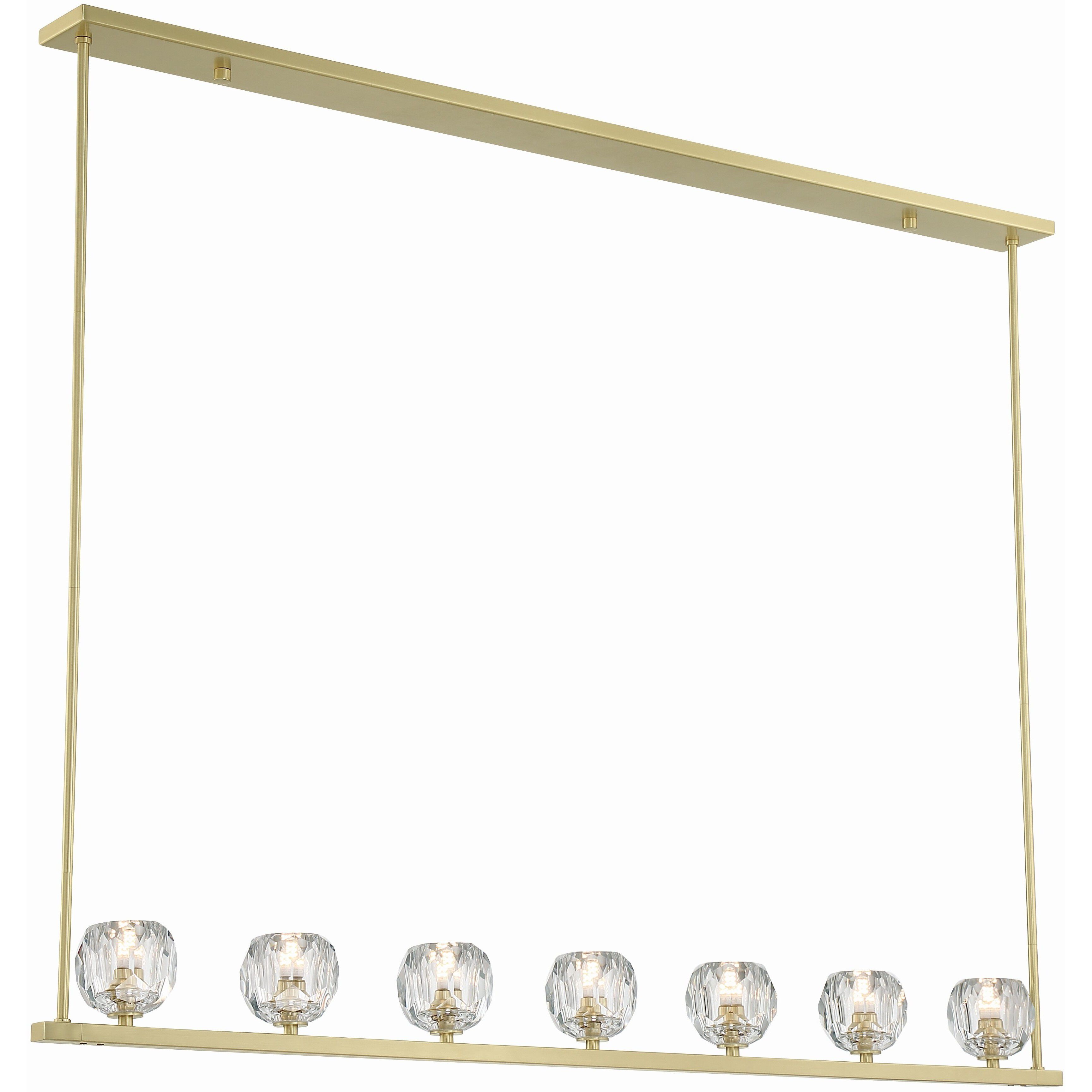 Aragon 7 Light 56 inch Soft Brass Linear Chandelier Ceiling Light