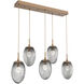 Meteo LED LED Novel Brass Linear Pendant Ceiling Light in 2700K LED, Zircon Inner - Smoke Outer, Multi-Pendant