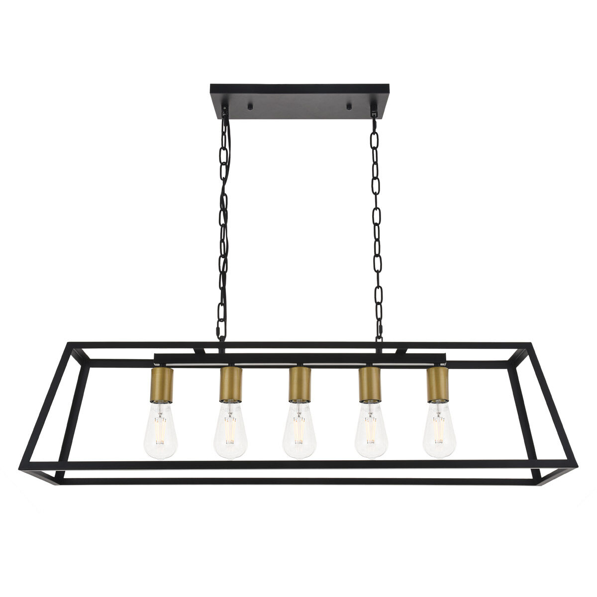 Resolute 5 Light 38 inch Brass and Black Pendant Ceiling Light