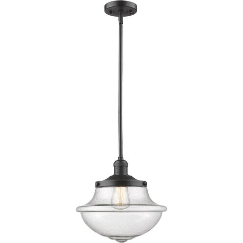 Franklin Restoration Large Oxford 1 Light 12 inch Oil Rubbed Bronze Mini Pendant Ceiling Light in Seedy Glass, Franklin Restoration
