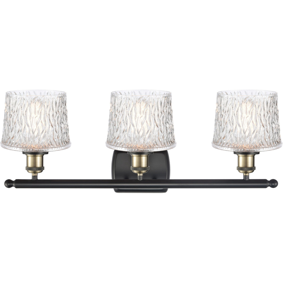 Ballston Niagra 3 Light 26 inch Black Antique Brass Bath Vanity Light Wall Light, Ballston