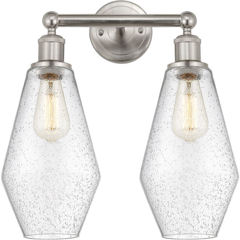 Cindyrella 2 Light 16 inch Brushed Satin Nickel Bath Vanity Light Wall Light in Seedy Glass