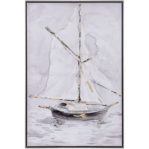 Lifted Sail Pale Yellow-White-and Black-Painted Wall Art
