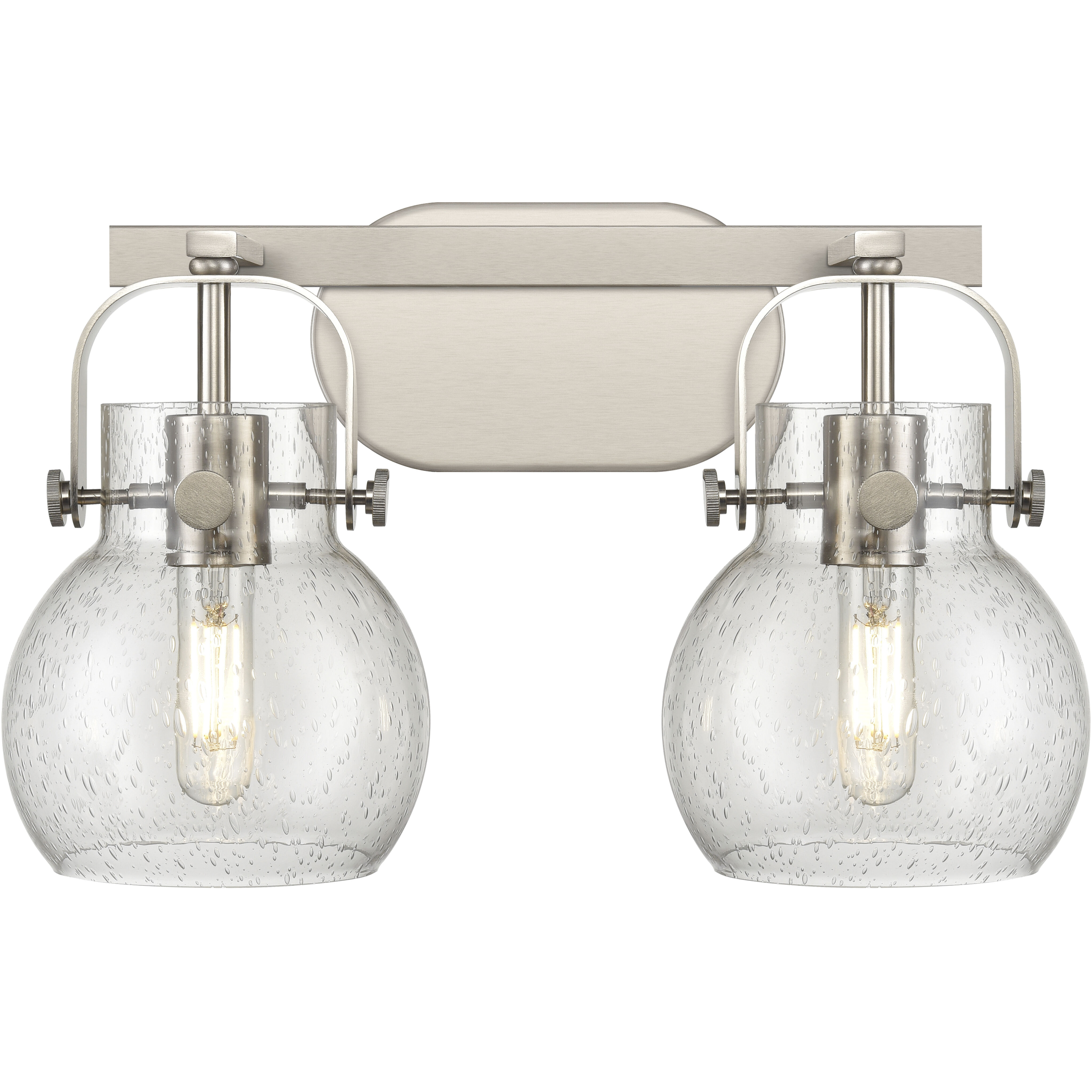 Pilaster II Cone 2 Light 17 inch Brushed Brass Bath Vanity Light Wall Light in Seedy Glass