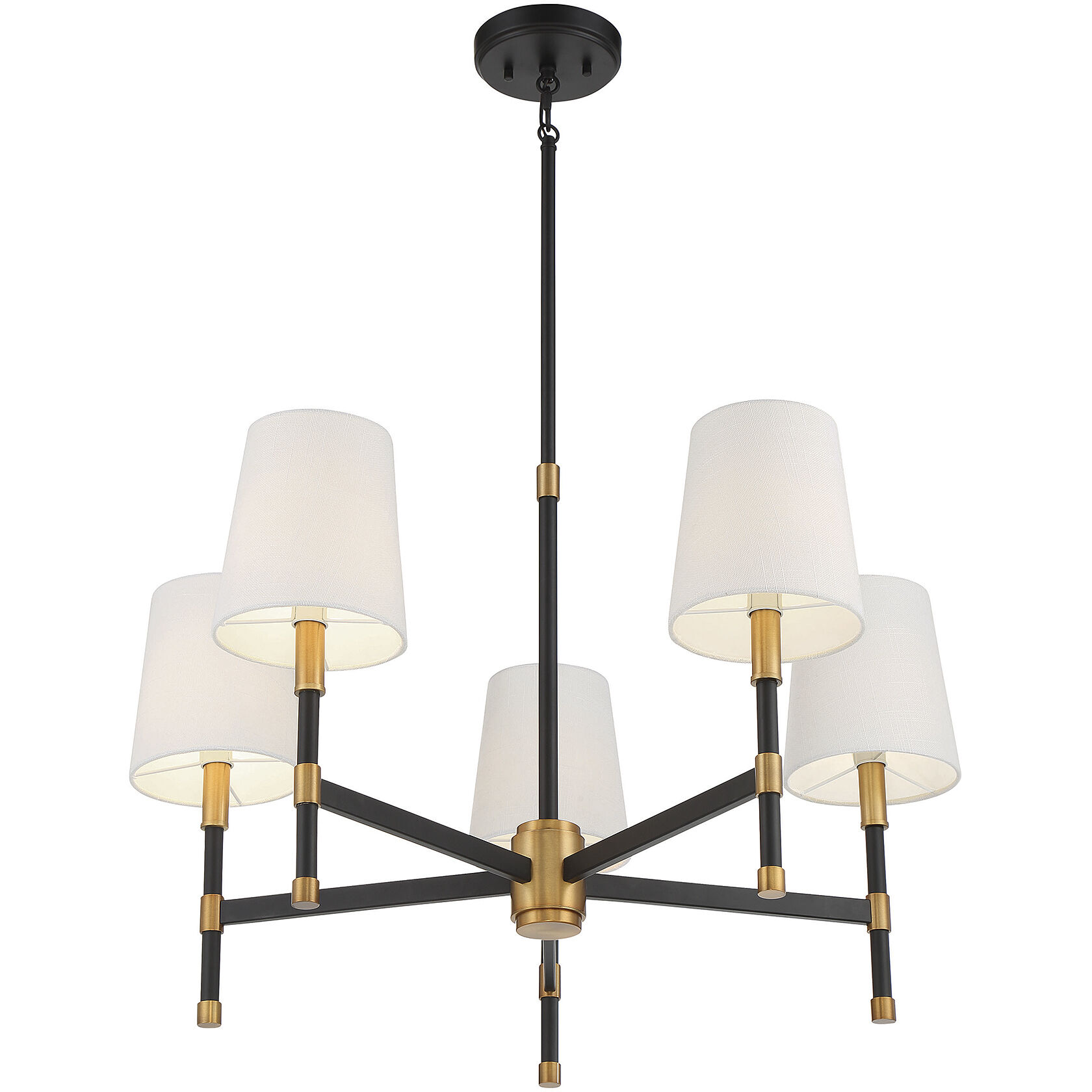 Brody 5 Light 28 inch Black with Warm Brass Accents Chandelier Ceiling Light, Essentials