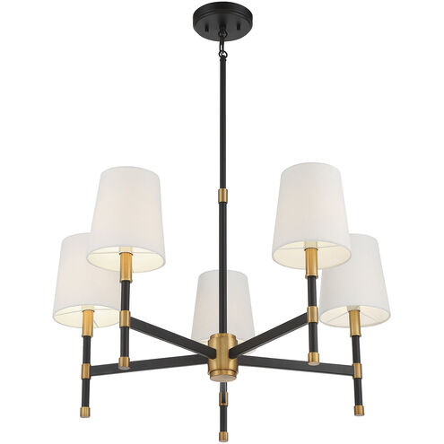 Brody 5 Light 28 inch Black with Warm Brass Accents Chandelier Ceiling Light, Essentials
