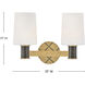 Declan 2 Light 15 inch Heritage Brass with Black Oxide Bath Light Wall Light