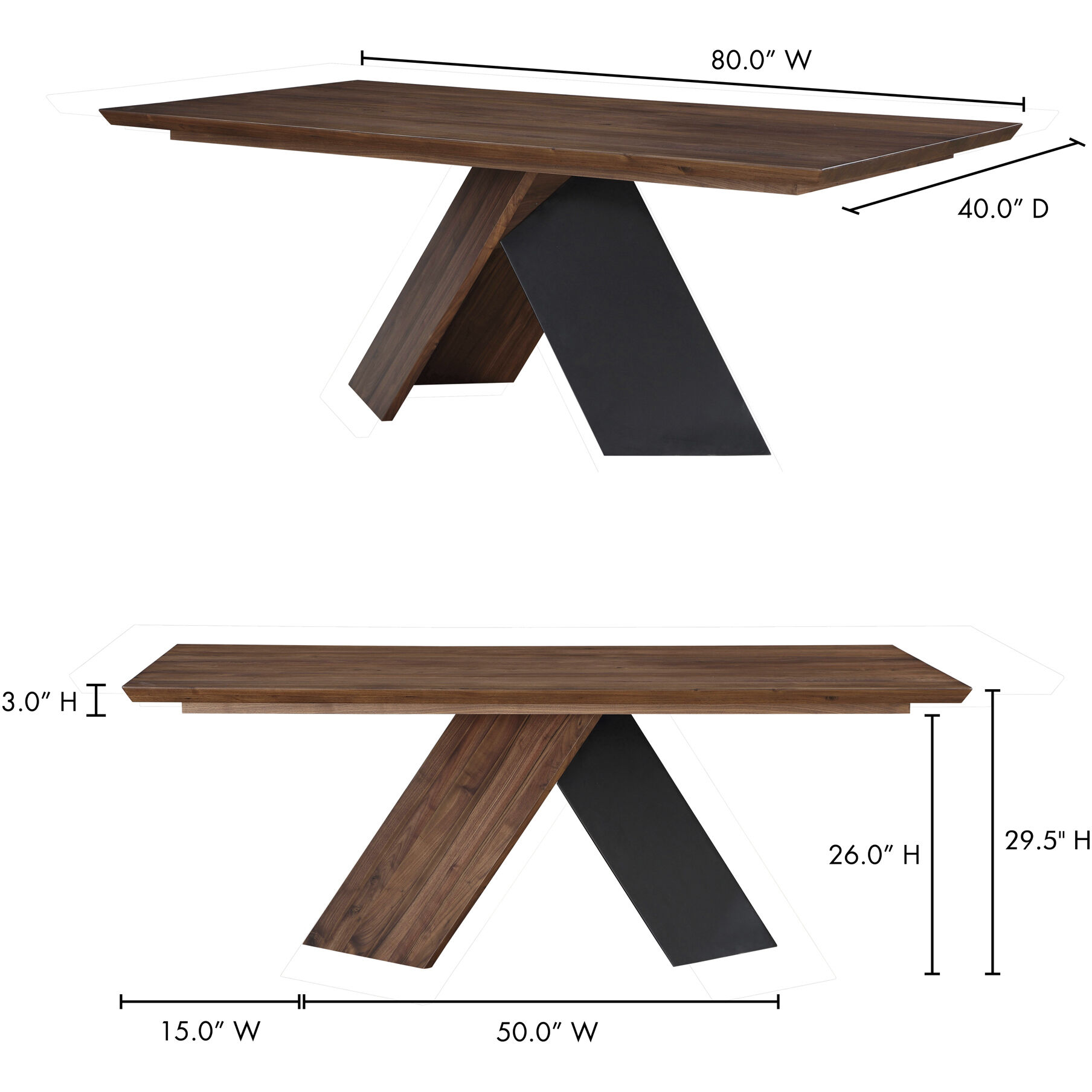 Axio 80 X 40 inch Brown Dining Table
