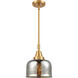 Franklin Restoration Large Bell 1 Light 8 inch Satin Gold Mini Pendant Ceiling Light in Silver Plated Mercury Glass
