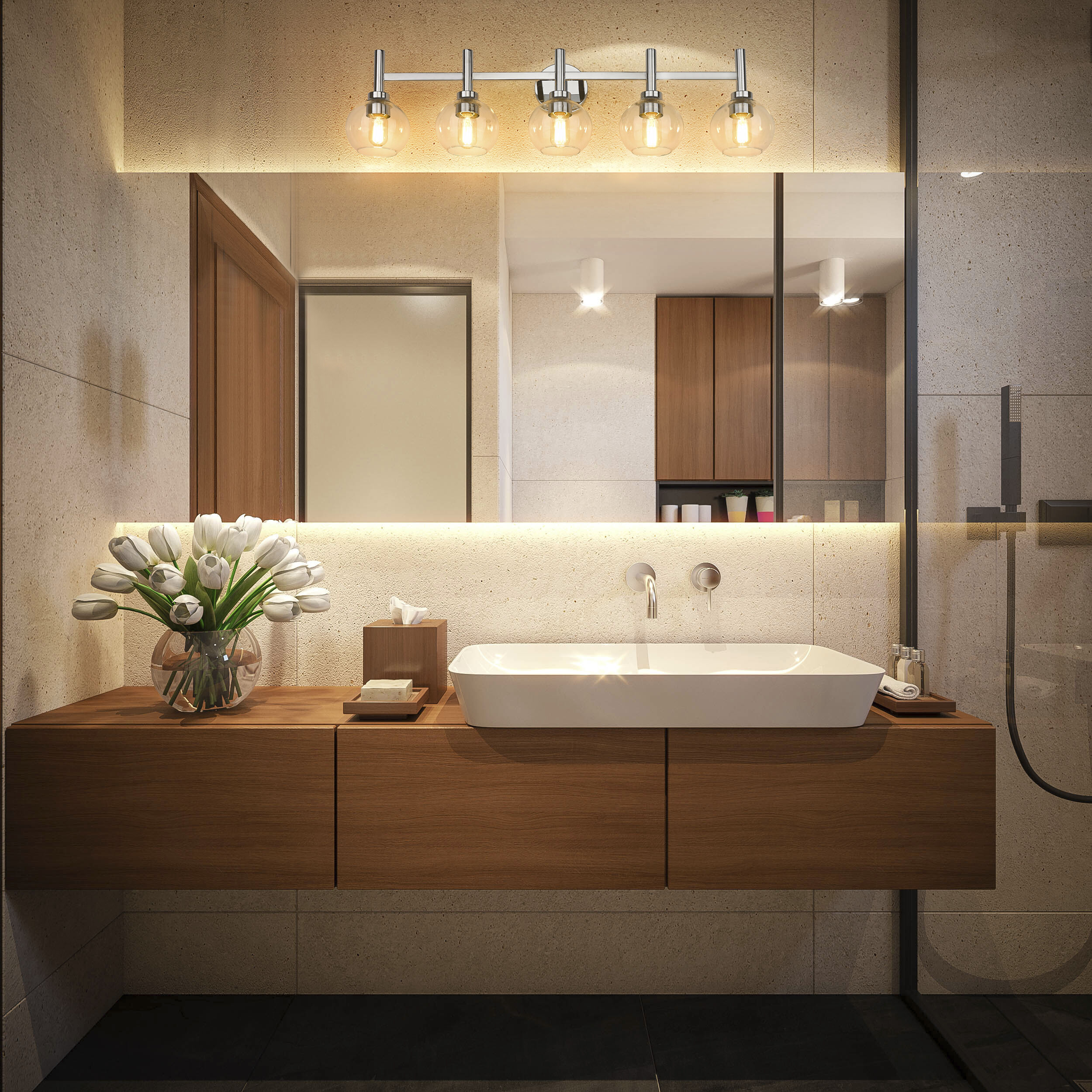 Sutton 5 Light 39.5 inch Chrome Vanity Wall Light