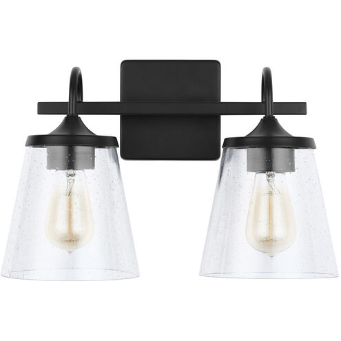 Jayne 2 Light 15.25 inch Matte Black Vanity Light Wall Light
