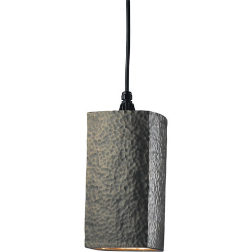 Radiance Rectangle 1 Light 6 inch Hammered Pewter Pendant Ceiling Light in Black Cord