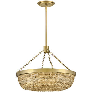 Sanibel 4 Light 20 inch Lacquered Brass with Natural Convertible Semi-Flush Mount Ceiling Light