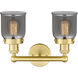Bell 2 Light 15.5 inch Satin Gold Bath Vanity Light Wall Light in Light Smoke Glass