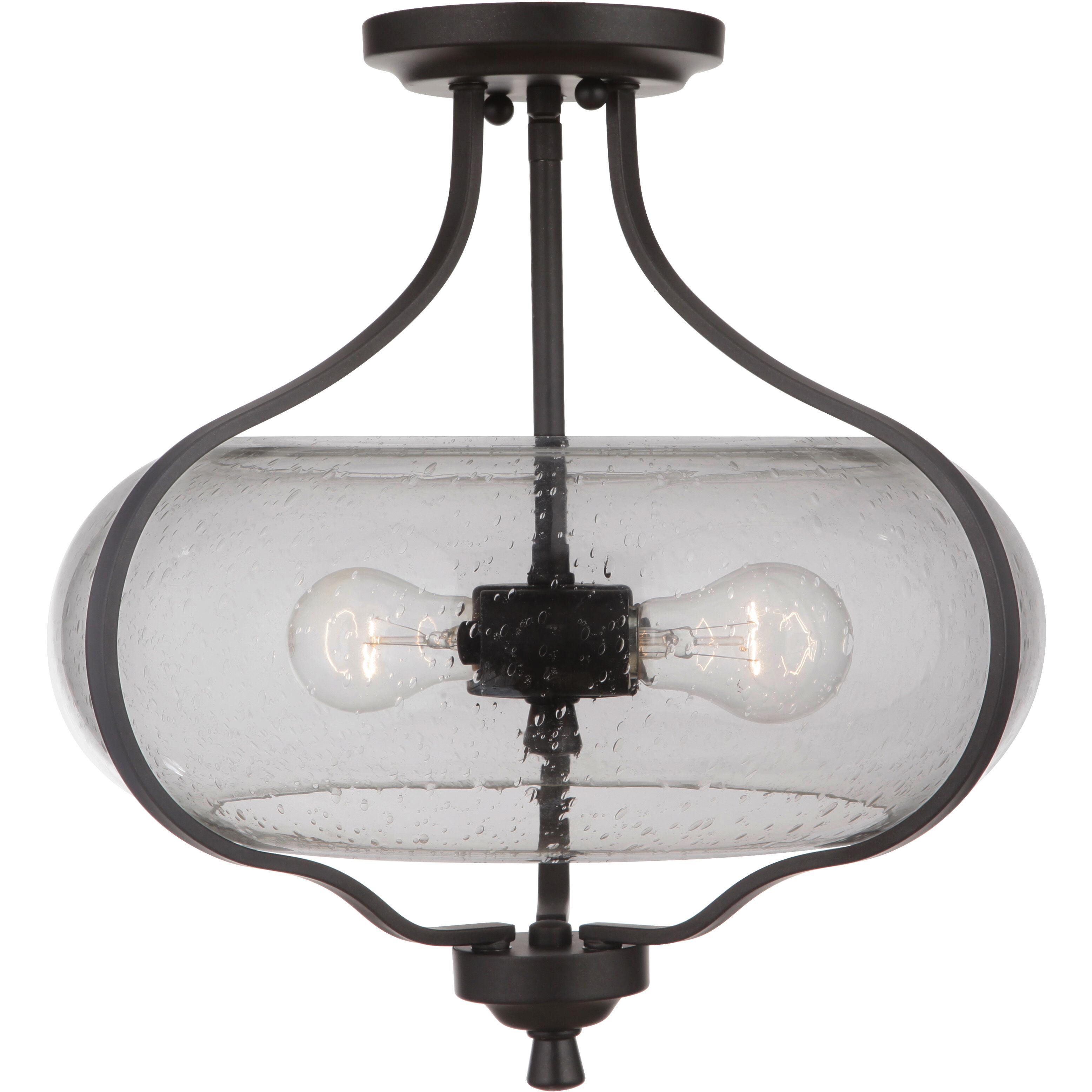 Neighborhood Serene 2 Light 15 inch Espresso Semi Flush Ceiling Light in Clear Seeded, Neighborhood Collection